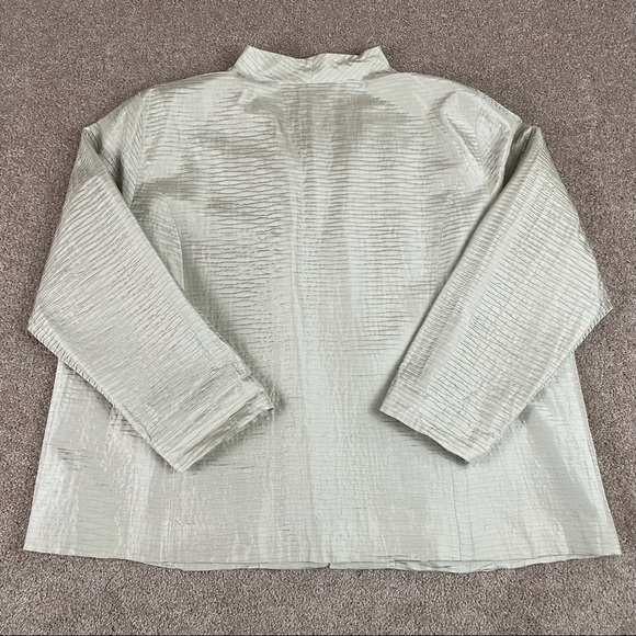 Eileen Fisher Woman Silk Textured Open Jacket Blazer Metallic Gold Size 3X - Picture 4 of 10